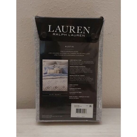 Ralph Lauren AUSTIN TEXTURE 100% Cotton GREY European Euro Pillow Sham $135 - Picture 4 of 12
